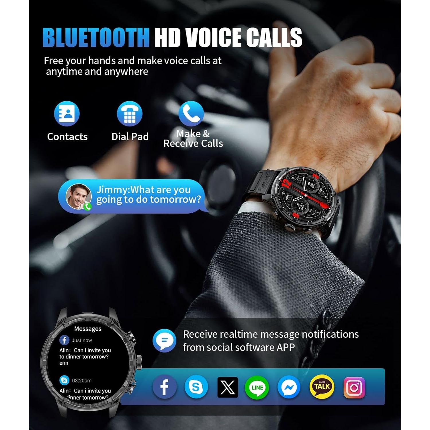 Reloj Inteligente HIRREO FV13 con Pantalla 1.85" y 100 Modos