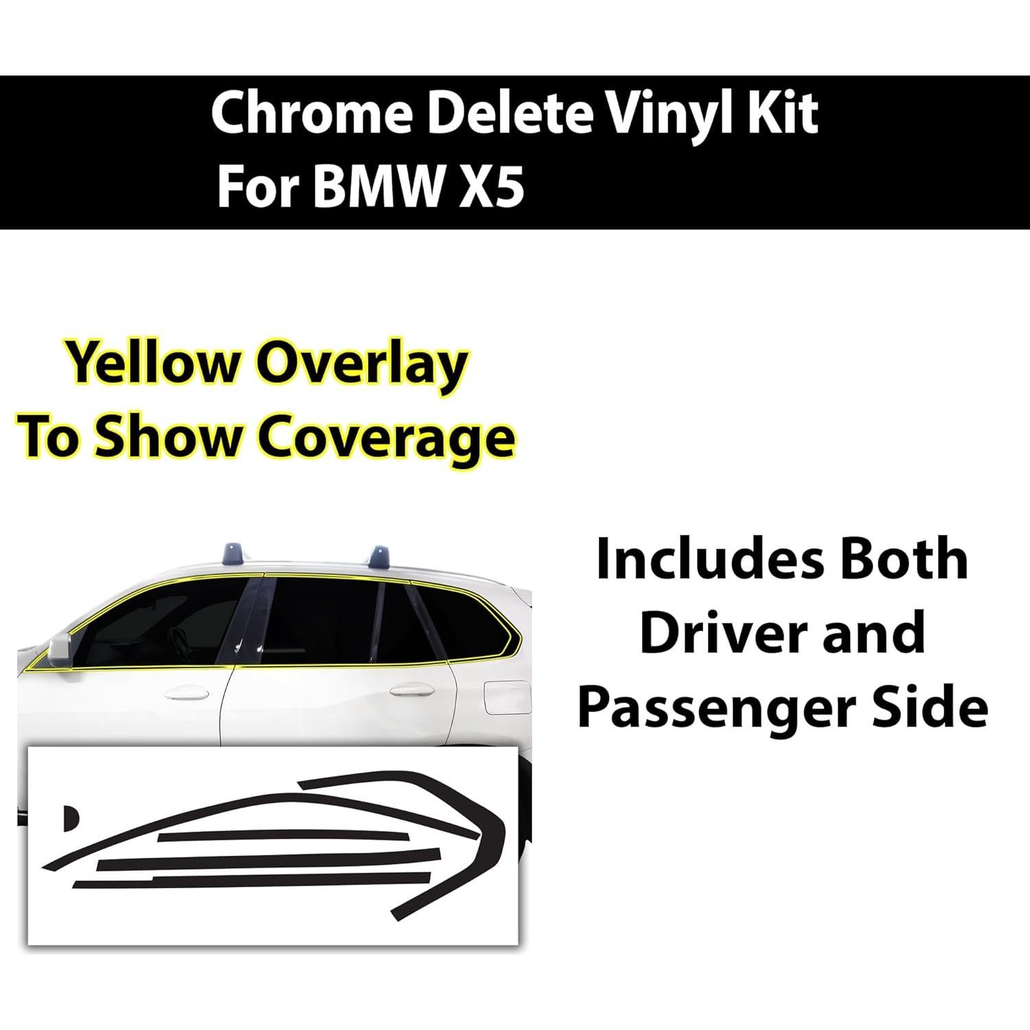 Eliminación de Cromo Ventana Lateral BMW X5 2019-2025 Negro Brillante