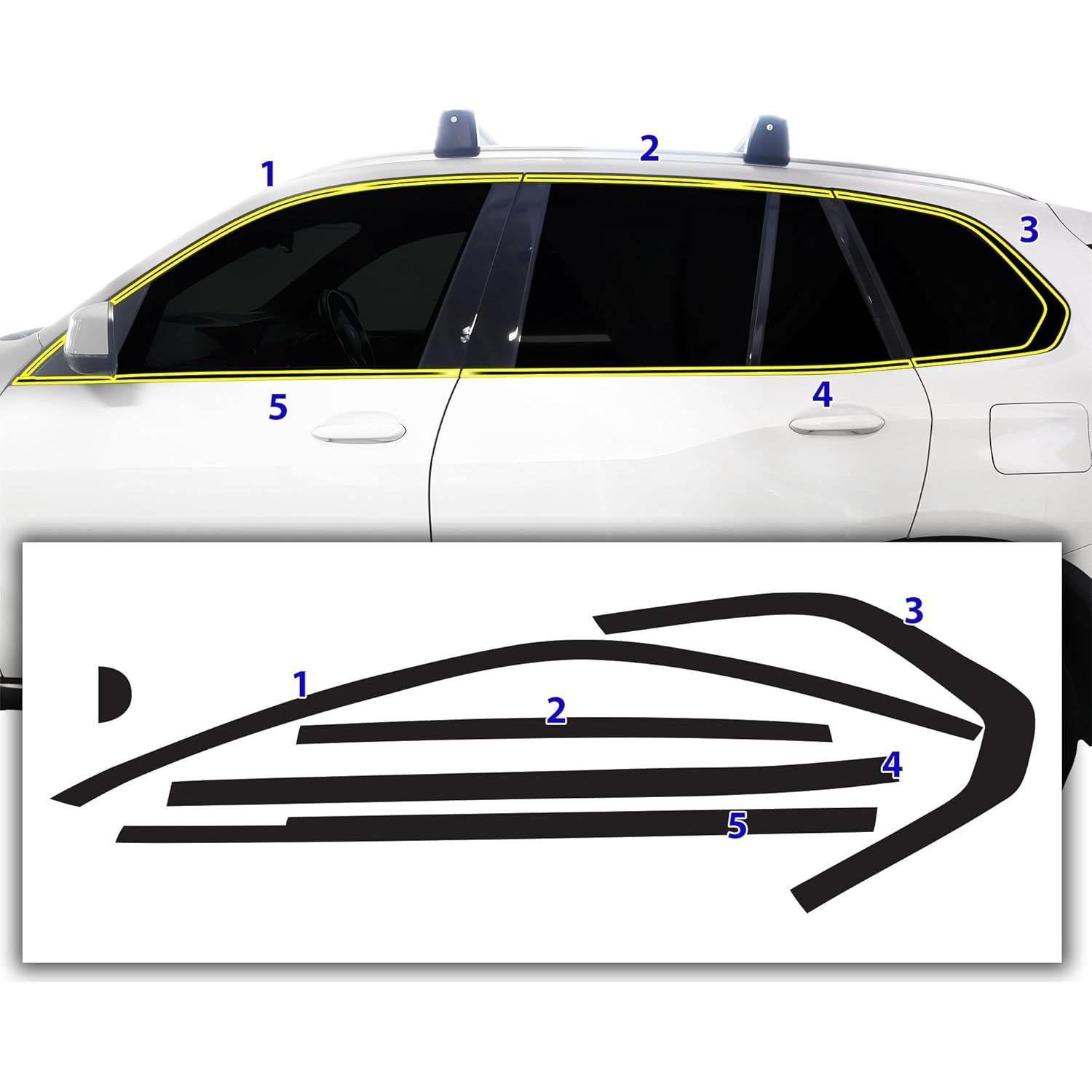 Eliminación de Cromo Ventana Lateral BMW X5 2019-2025 Negro Brillante