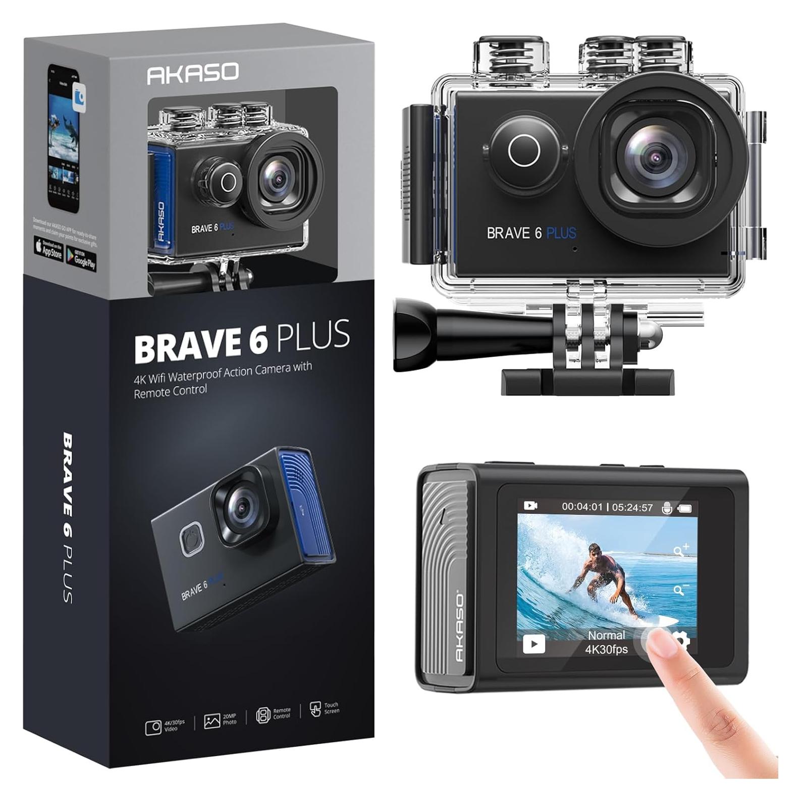 Cámara de Acción AKASO Brave 6 Plus 4K 20MP WiFi EIS 40m