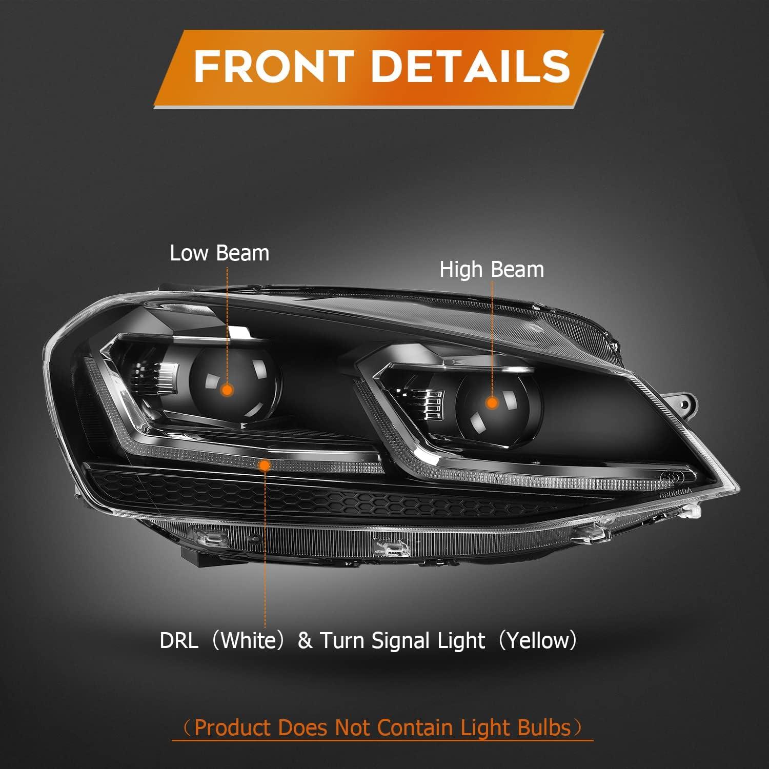 Conjunto de Faros LED LBRST para Golf 2014-2015 Carcasa Negra