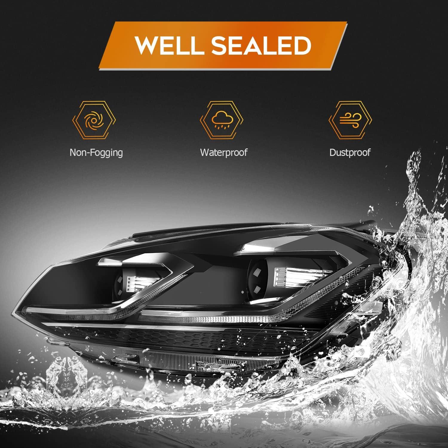 Conjunto de Faros LED LBRST para Golf 2014-2015 Carcasa Negra