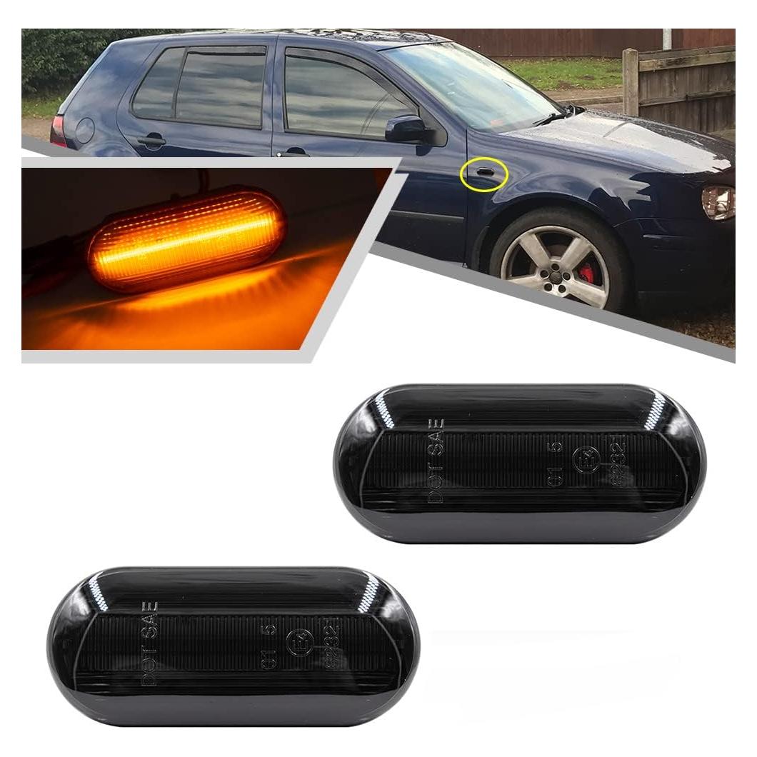 2 Piezas Luz de Marcador Lateral LED Ámbar Lente Ahumada VW