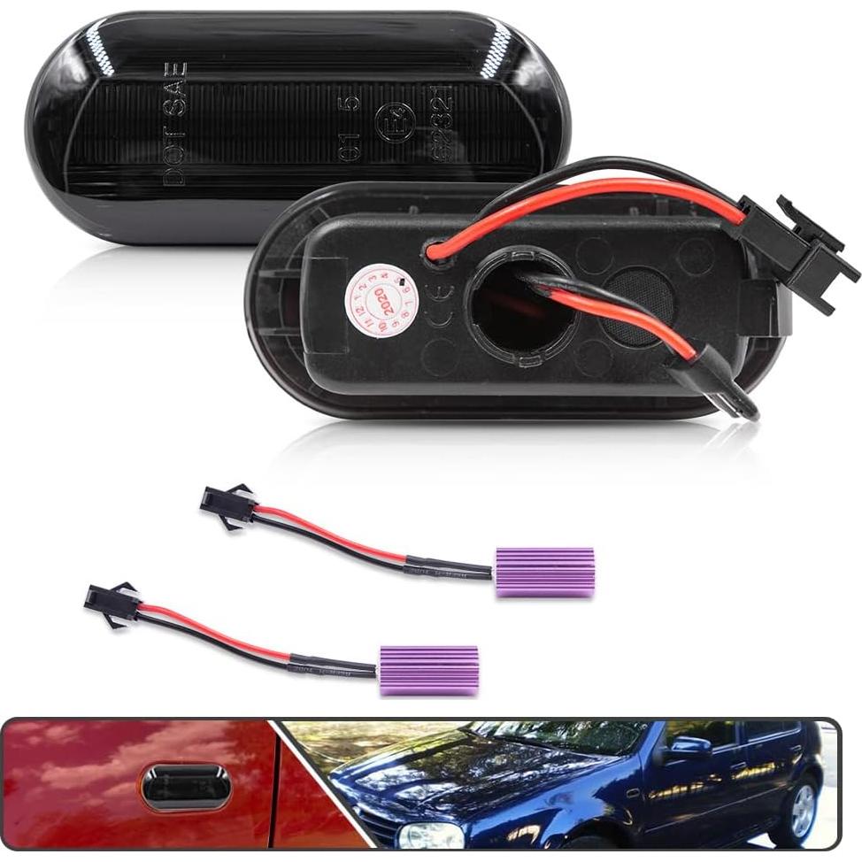 2 Piezas Luz de Marcador Lateral LED Ámbar Lente Ahumada VW