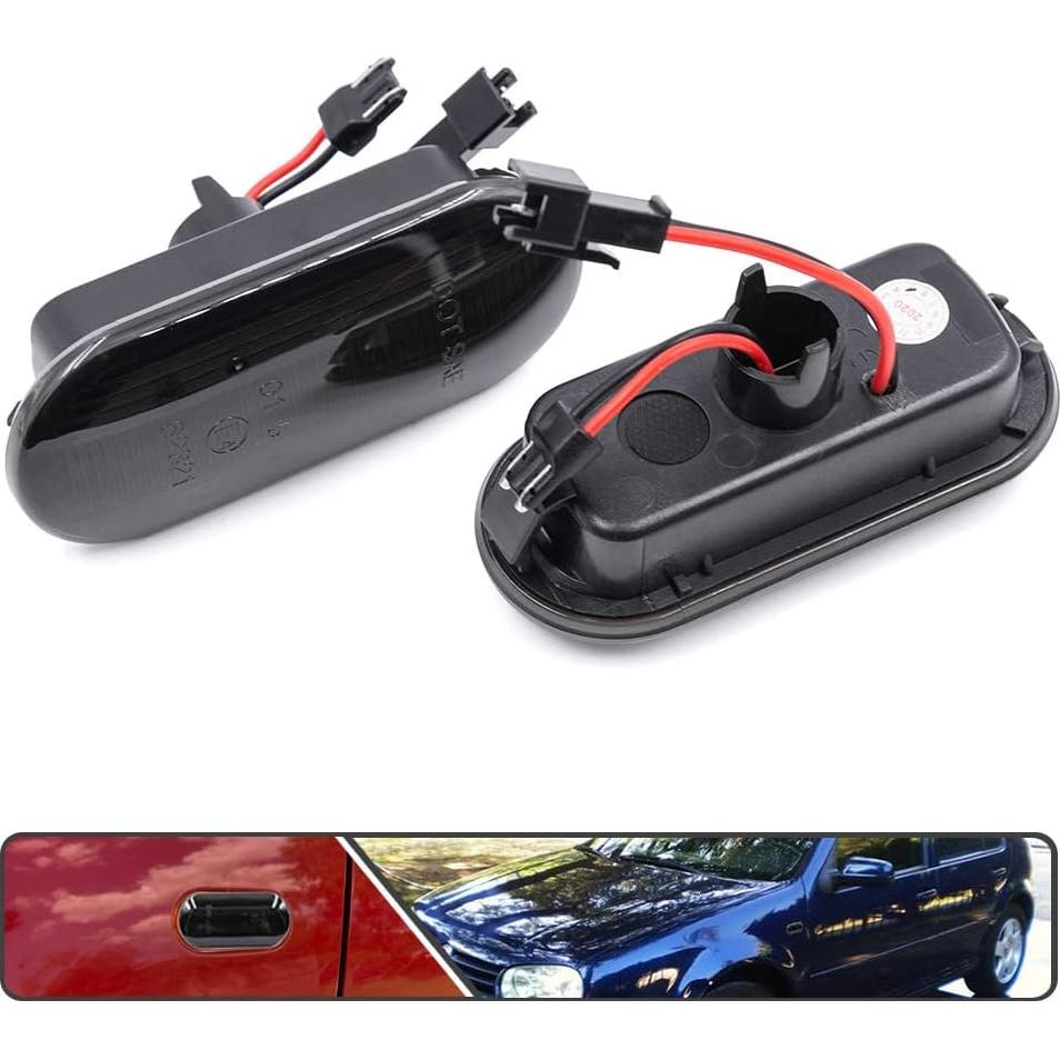 2 Piezas Luz de Marcador Lateral LED Ámbar Lente Ahumada VW