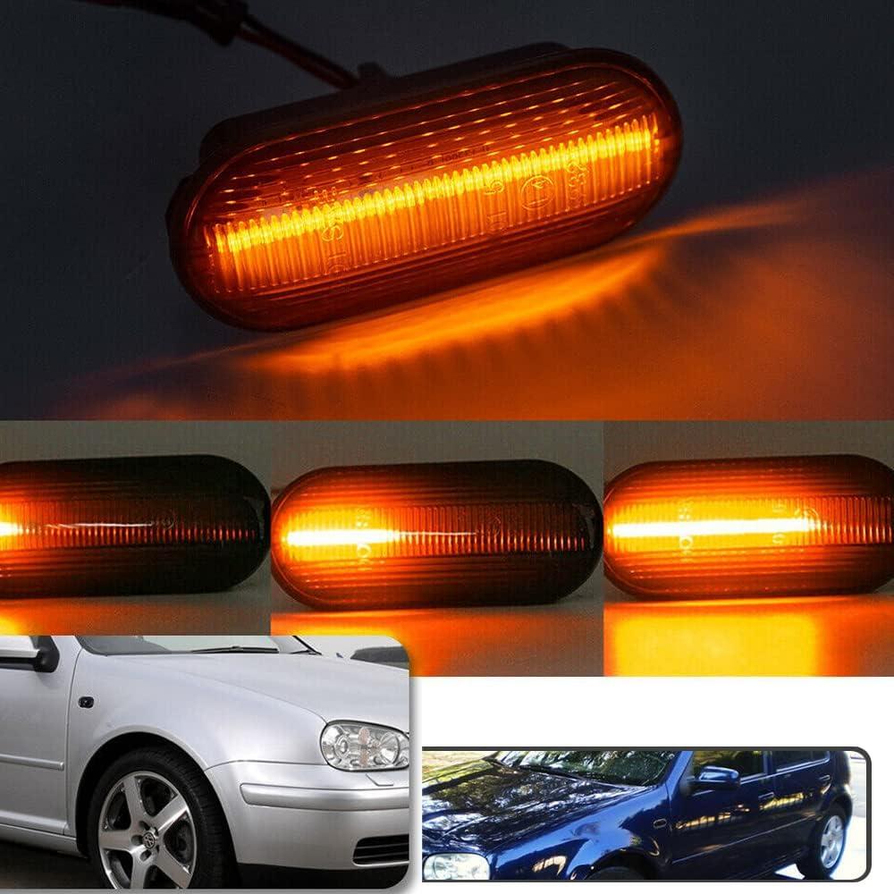 2 Piezas Luz de Marcador Lateral LED Ámbar Lente Ahumada VW