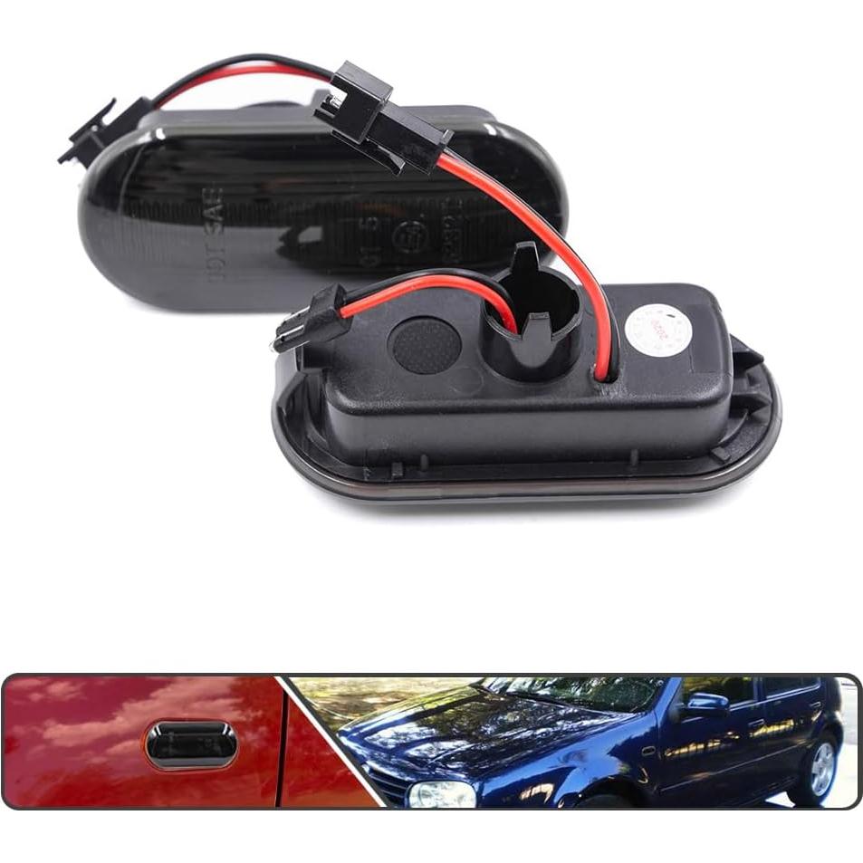 2 Piezas Luz de Marcador Lateral LED Ámbar Lente Ahumada VW
