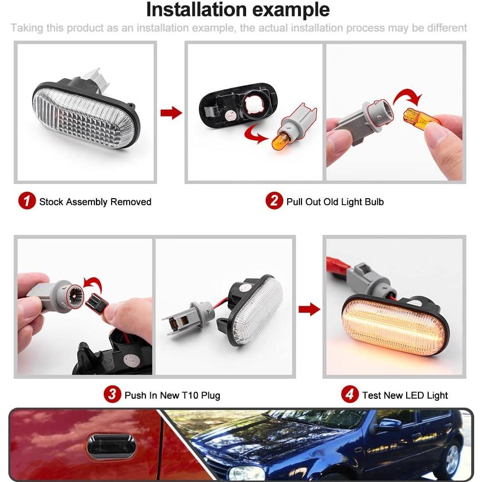 2 Piezas Luz de Marcador Lateral LED Ámbar Lente Ahumada VW