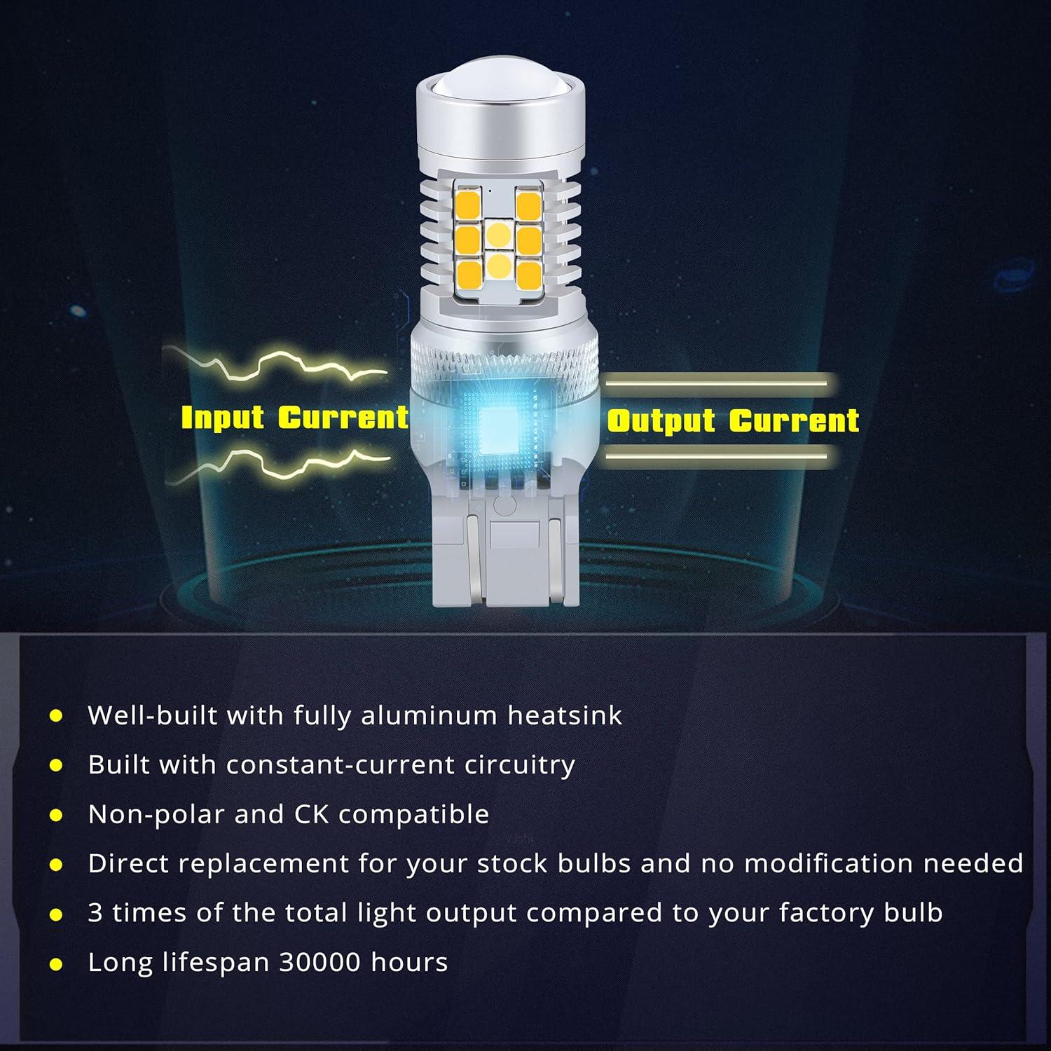 Bombillas LED Switchback T25 3157 3457 Alla 6000K Ámbar