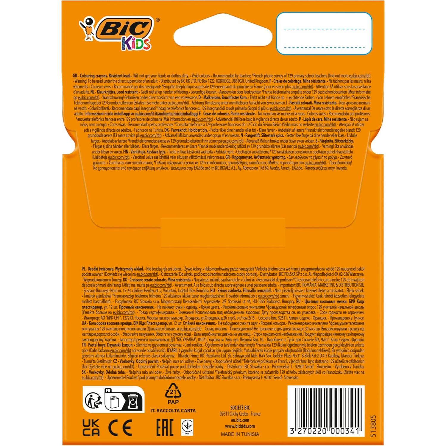 Crayones BIC Kids Plastidecor Afilables 12 Colores Asortidos