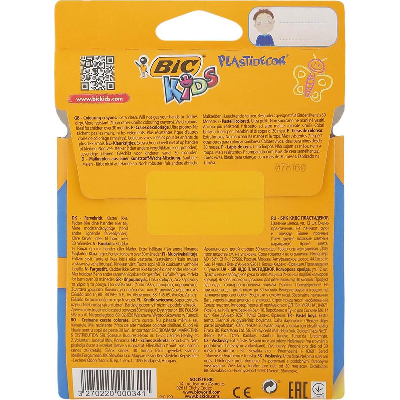 Crayones BIC Kids Plastidecor 12 Colores Afilables Duraderos