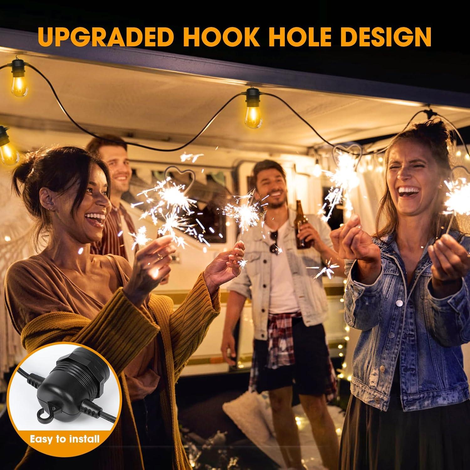 Luces de Cadena LED GvvooHome 50FT Amarillo 15 Bombillas S14