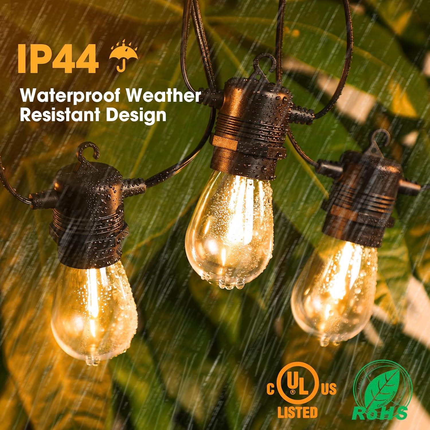 Luces de Cadena LED GvvooHome 50FT Amarillo 15 Bombillas S14