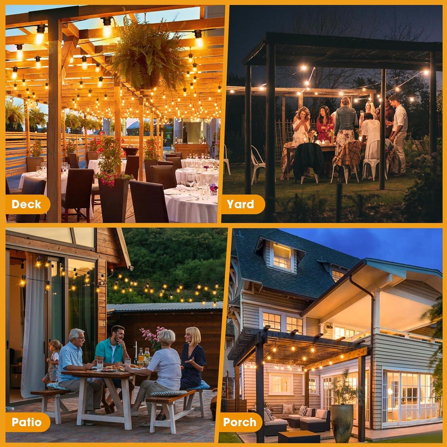 Luces de Cadena LED GvvooHome 50FT Amarillo 15 Bombillas S14