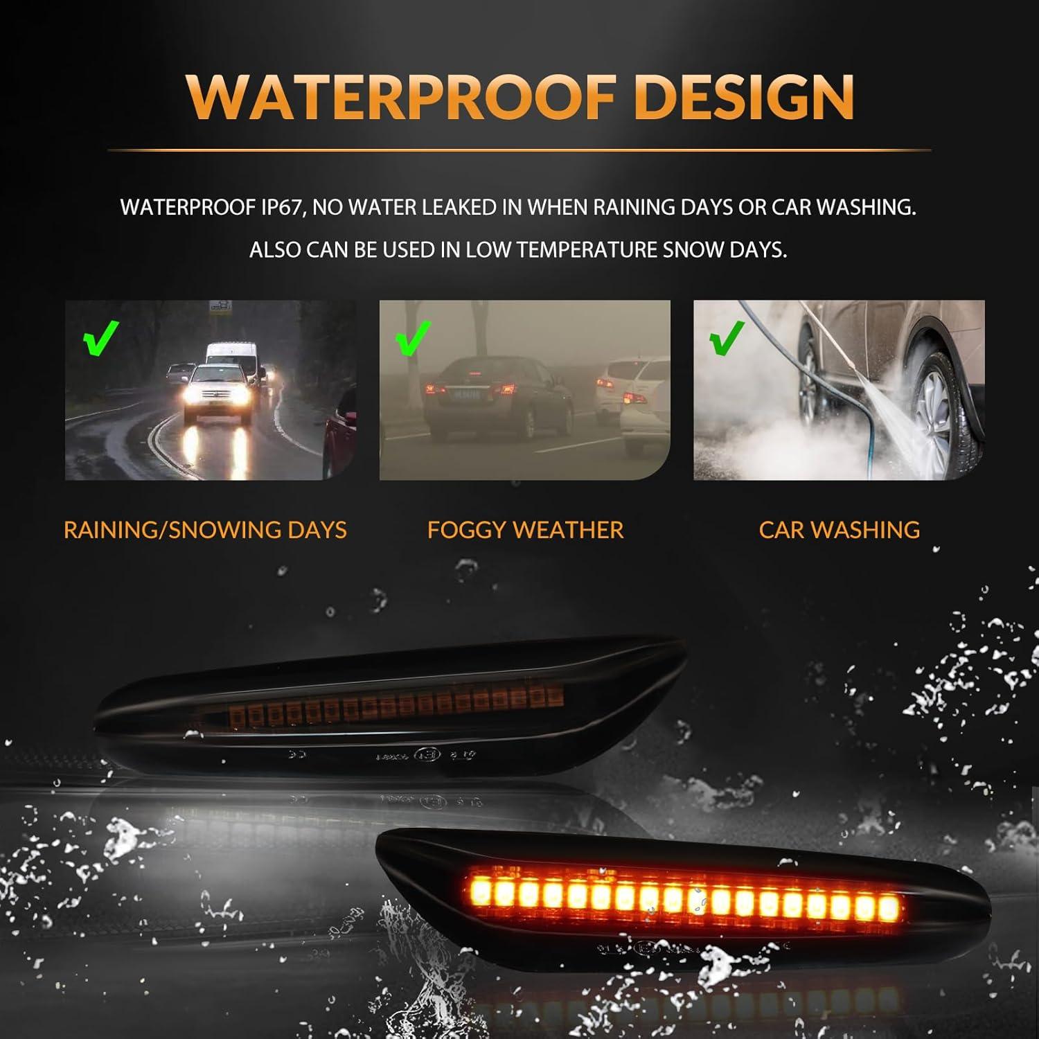 Luces de Marcador Lateral LED DERMOKA Ámbar Secuencial 2pcs