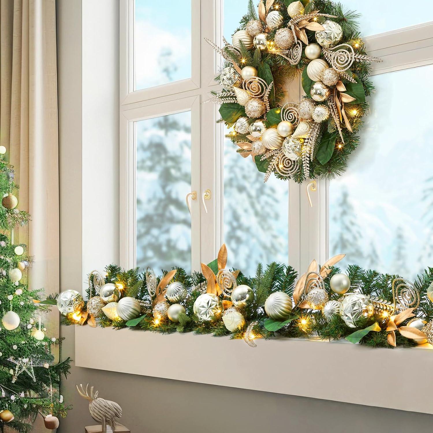 Guirnalda de Navidad GarveeHome 182 cm con Luces LED Doradas