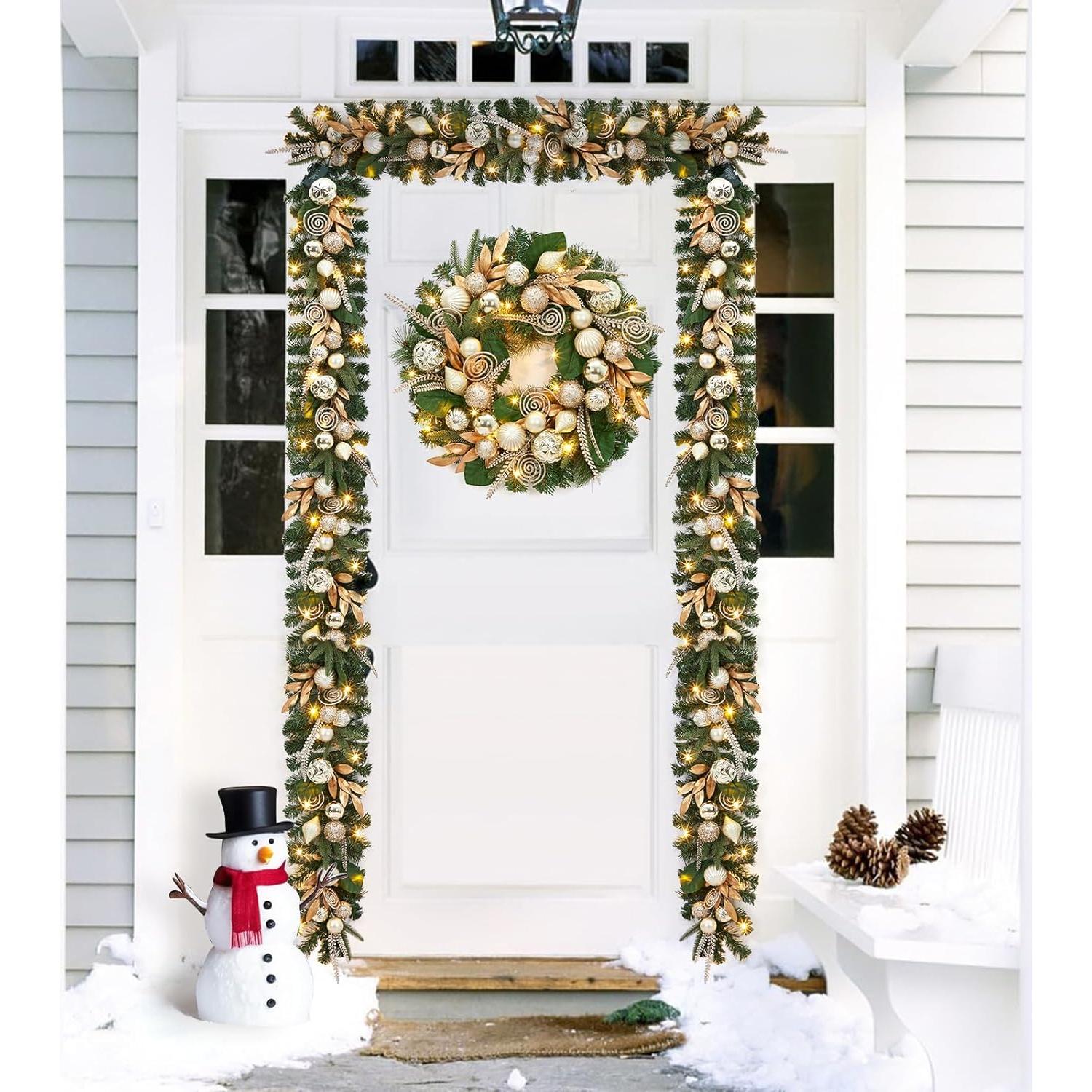 Guirnalda de Navidad GarveeHome 182 cm con Luces LED Doradas