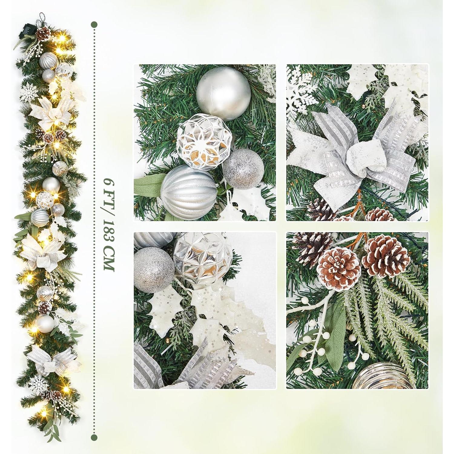 Guirnalda de Navidad GarveeHome 182 cm 20 LED Plata