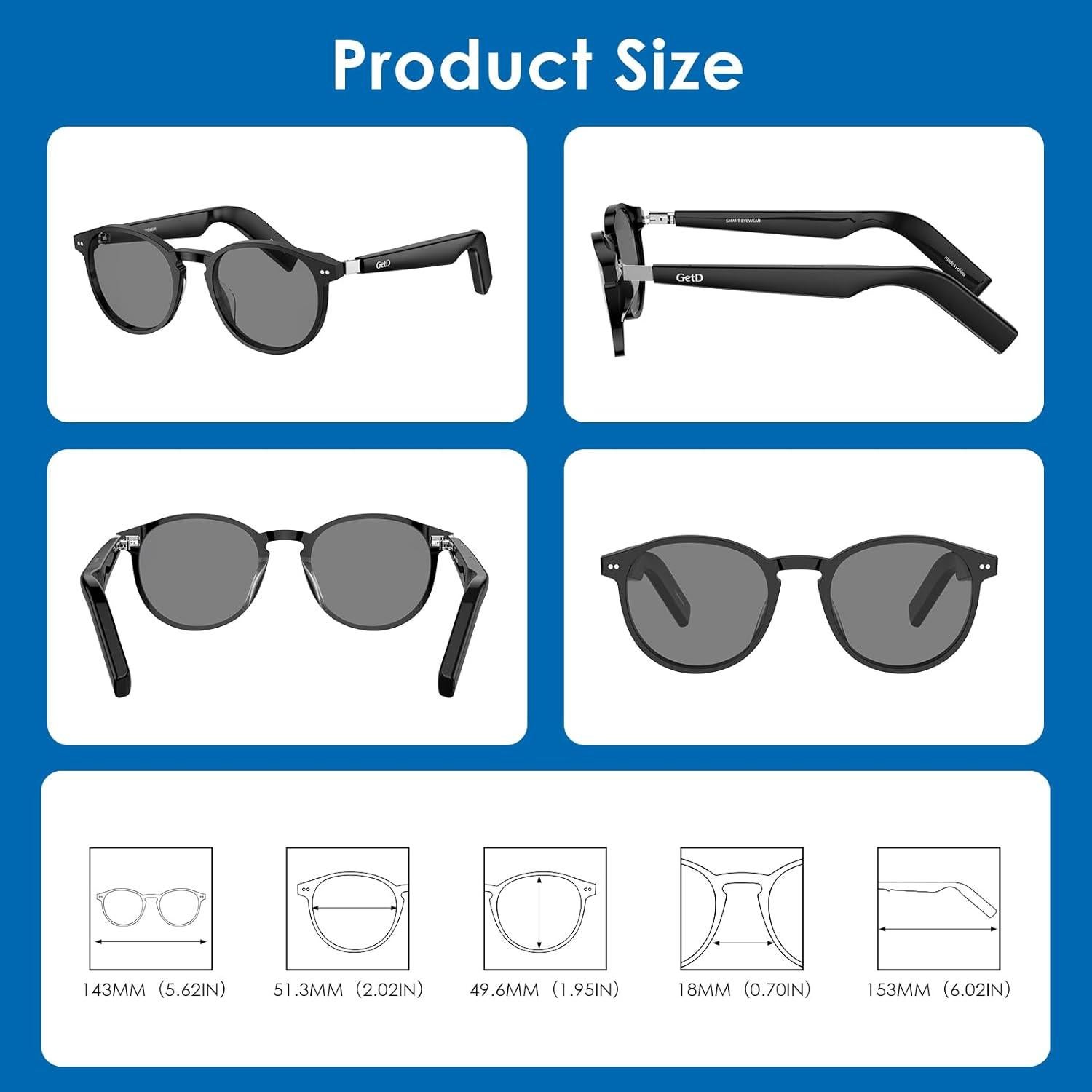 Gafas Inteligentes GetD Fotocromáticas Bluetooth 5.4