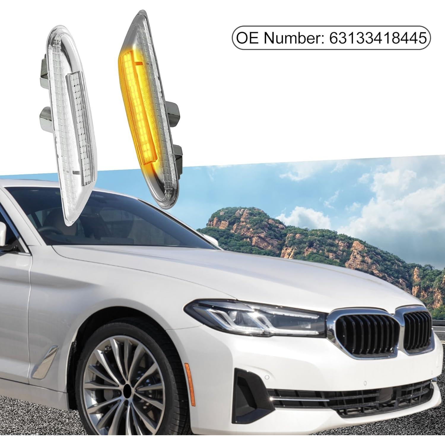 Luces de señal de giro lateral LED A ABSOPRO para BMW 530i 2004-2007 (Juego de 2)