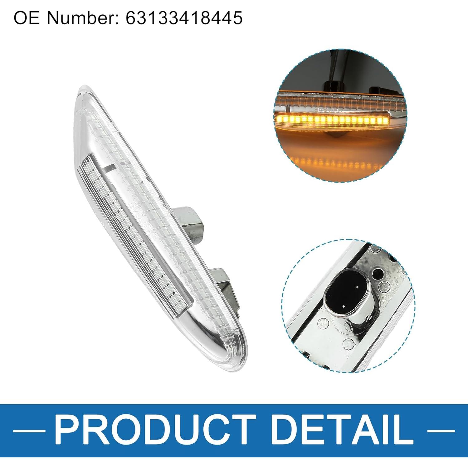 Luces de señal de giro lateral LED A ABSOPRO para BMW 530i 2004-2007 (Juego de 2)