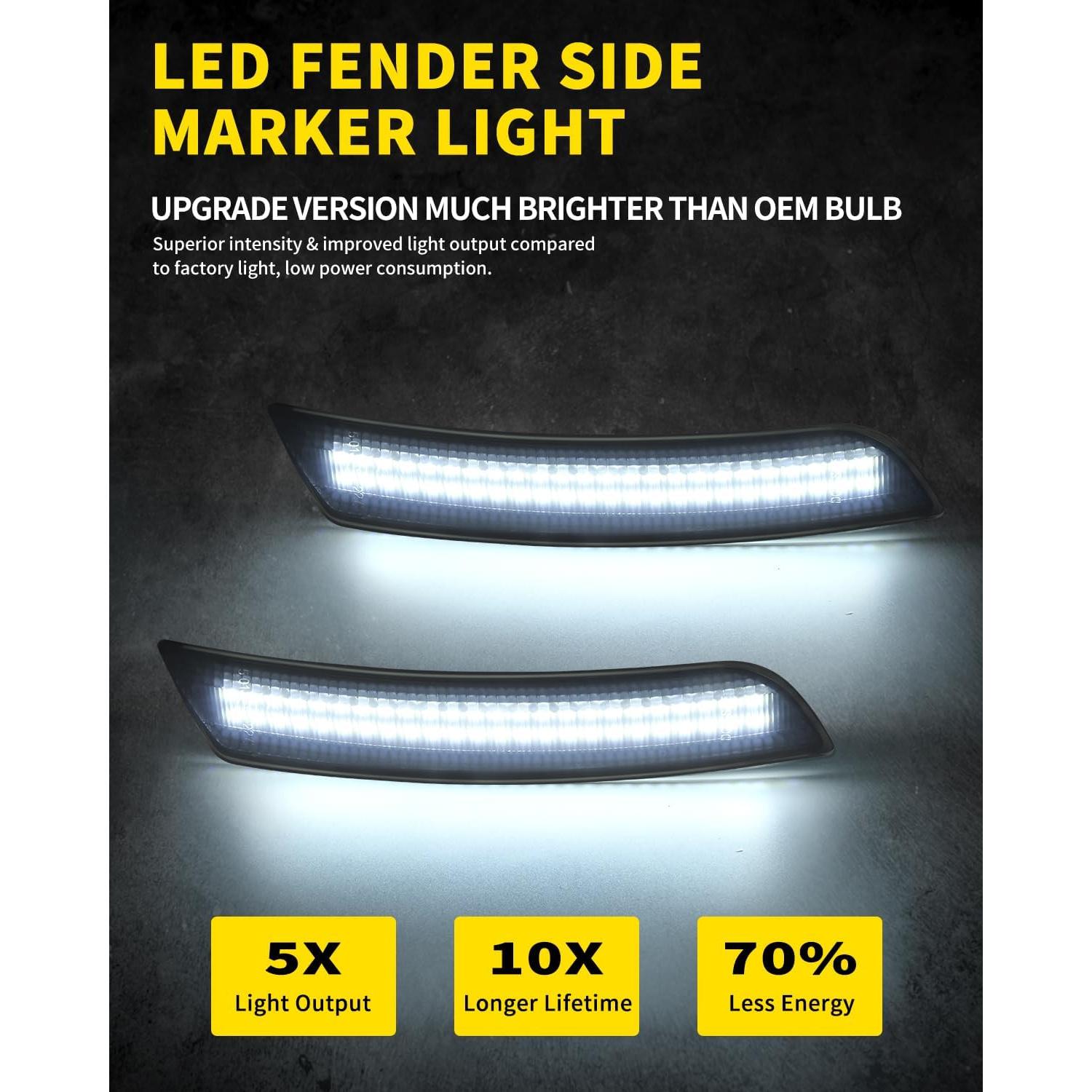 Luces de Marcador Lateral LED Asgohme Ahumadas para Chevy Camaro 2016-2023