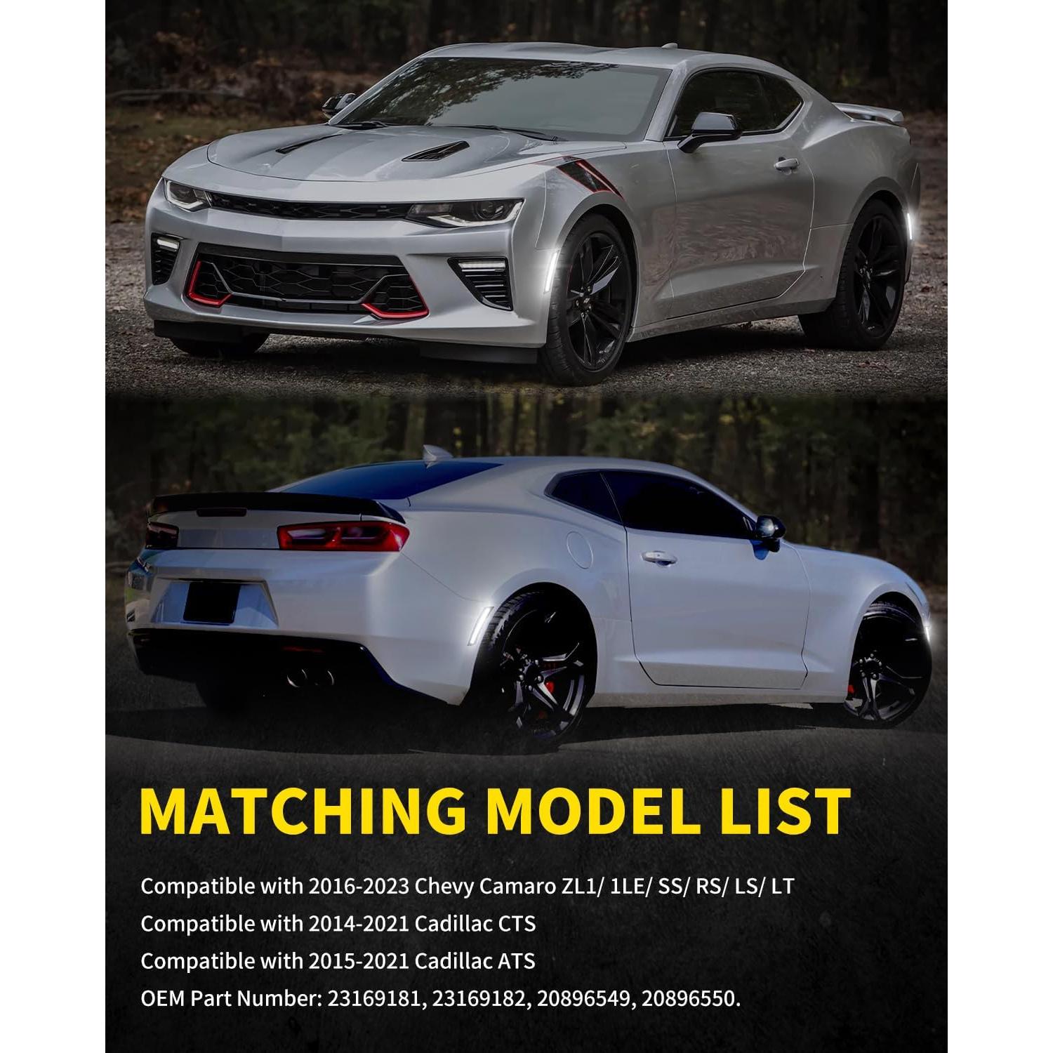 Luces de Marcador Lateral LED Asgohme Ahumadas para Chevy Camaro 2016-2023