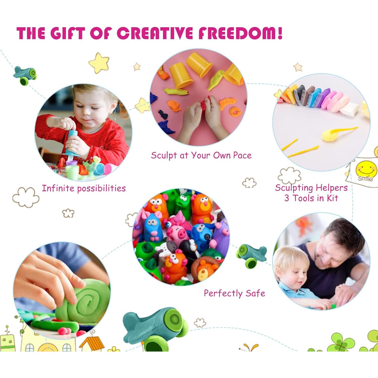 Ecurfu Arcilla Secada al Aire 24 Colores para Niños