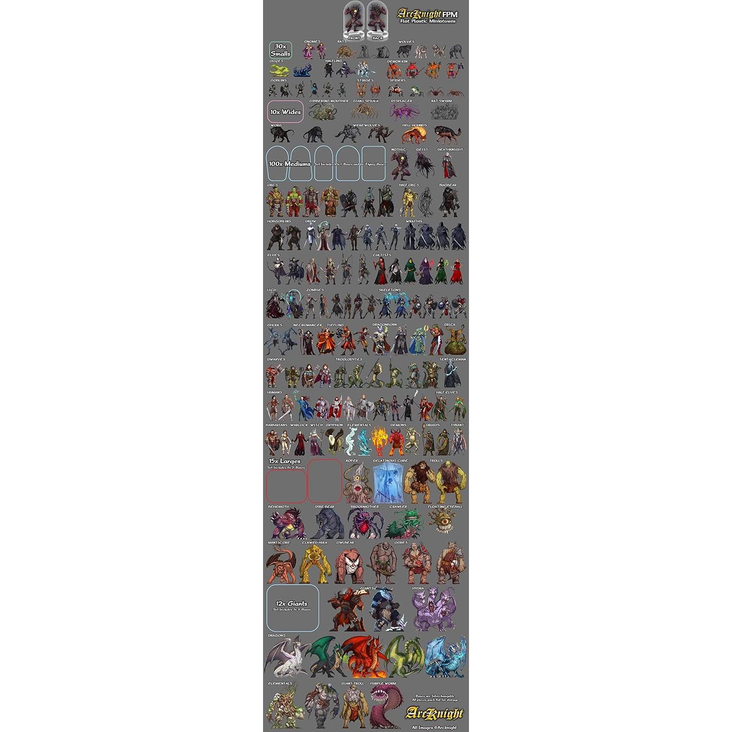 Conjunto de Miniaturas Planas Arcknight 167 Piezas D&D y Pathfinder