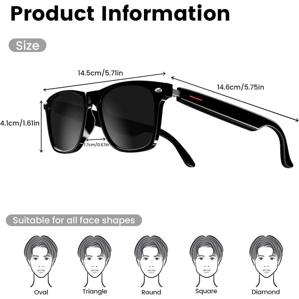 Gafas Bluetooth Inteligentes Yeabomy Negras UV Control Táctil