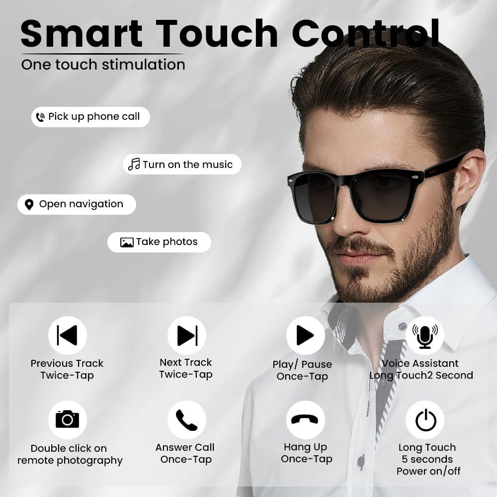 Gafas Bluetooth Inteligentes Yeabomy Negras UV Control Táctil