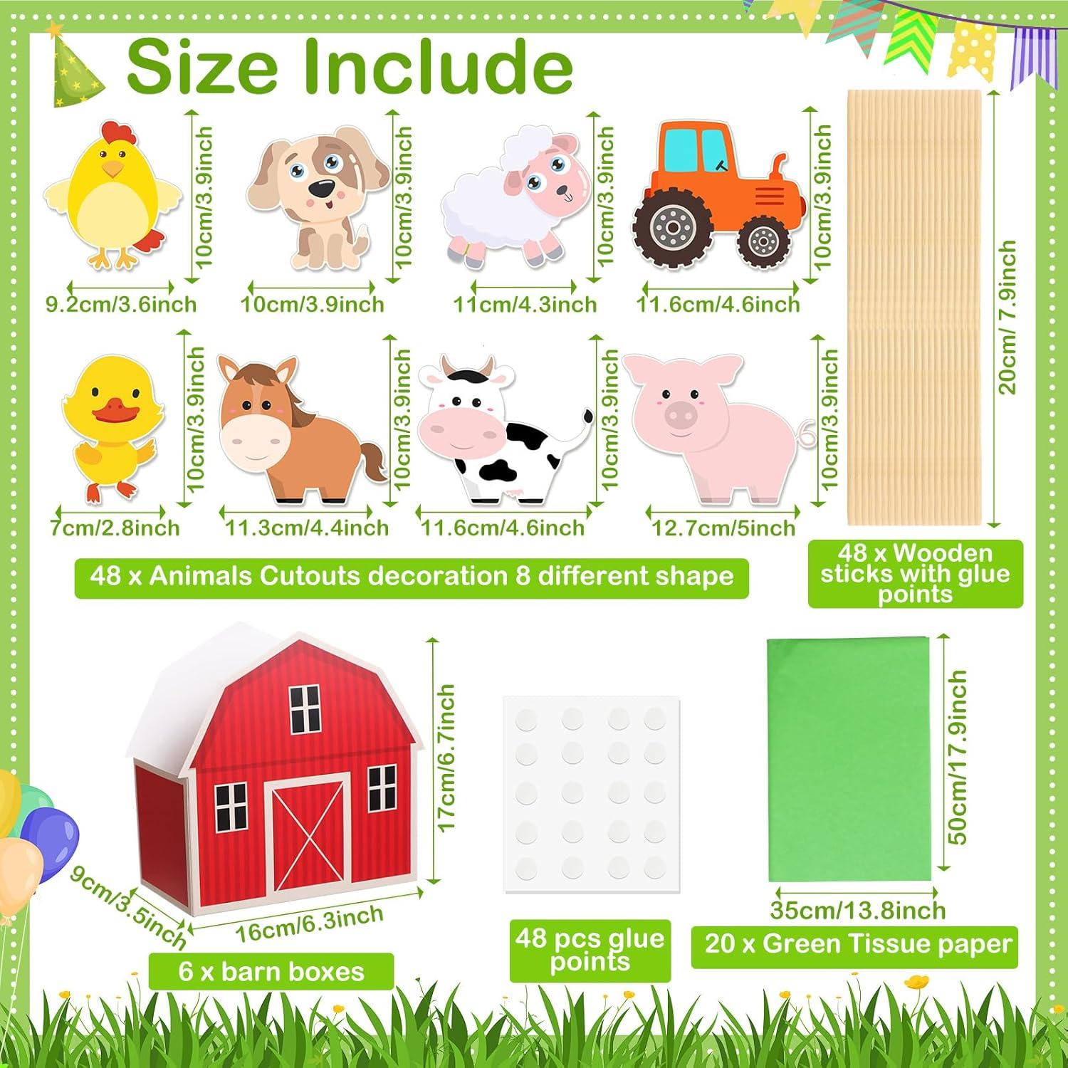 6 Sets Decoraciones Fiesta Animales Granja Seenelling