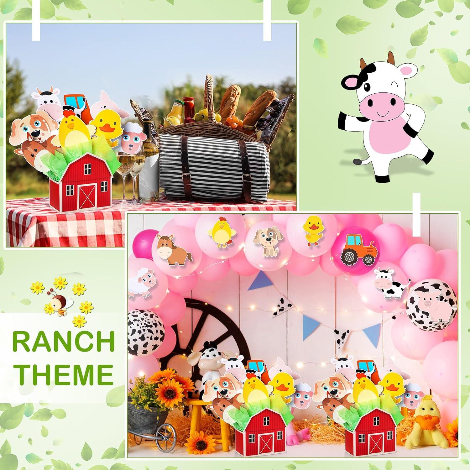 6 Sets Decoraciones Fiesta Animales Granja Seenelling