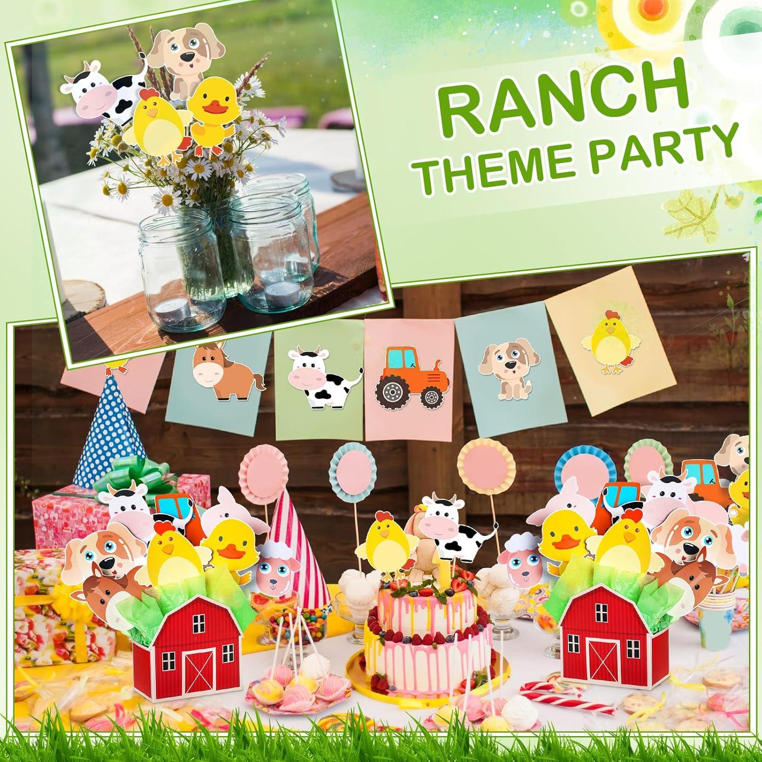 6 Sets Decoraciones Fiesta Animales Granja Seenelling