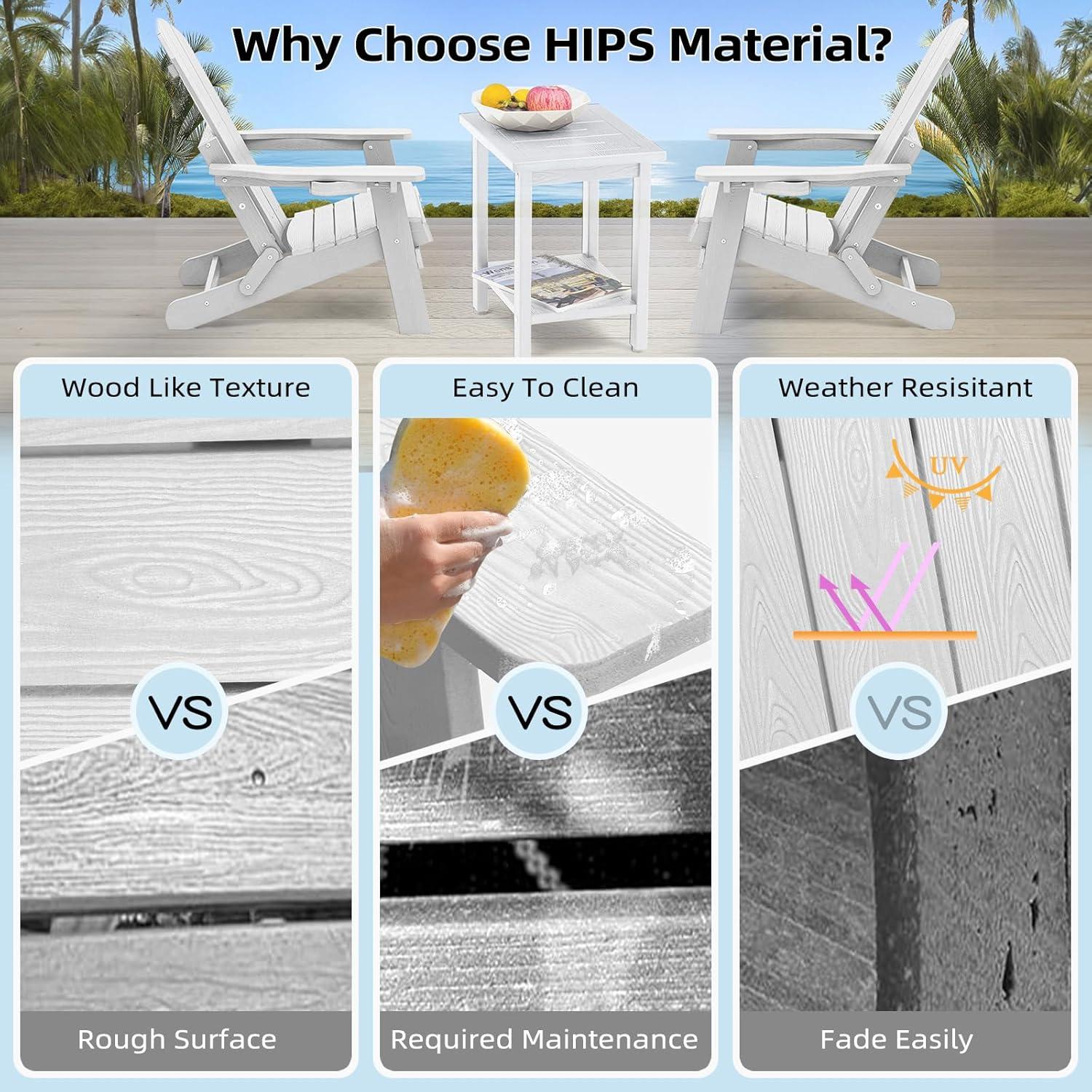 Silla Adirondack Plegable OUTGIK con Portavasos Blanca