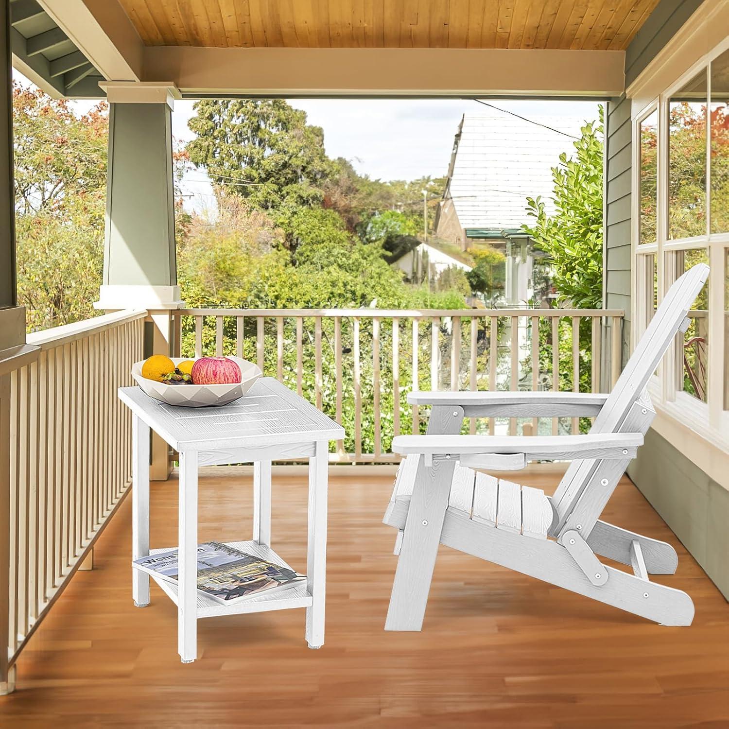 Silla Adirondack Plegable OUTGIK con Portavasos Blanca