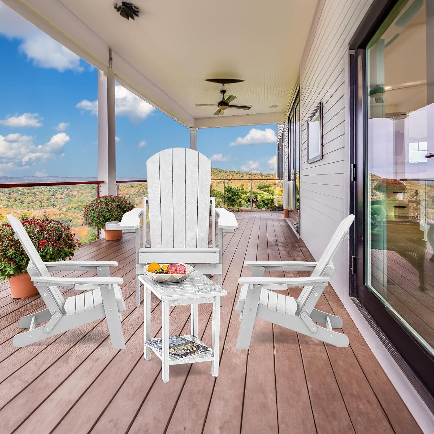 Silla Adirondack Plegable OUTGIK con Portavasos Blanca