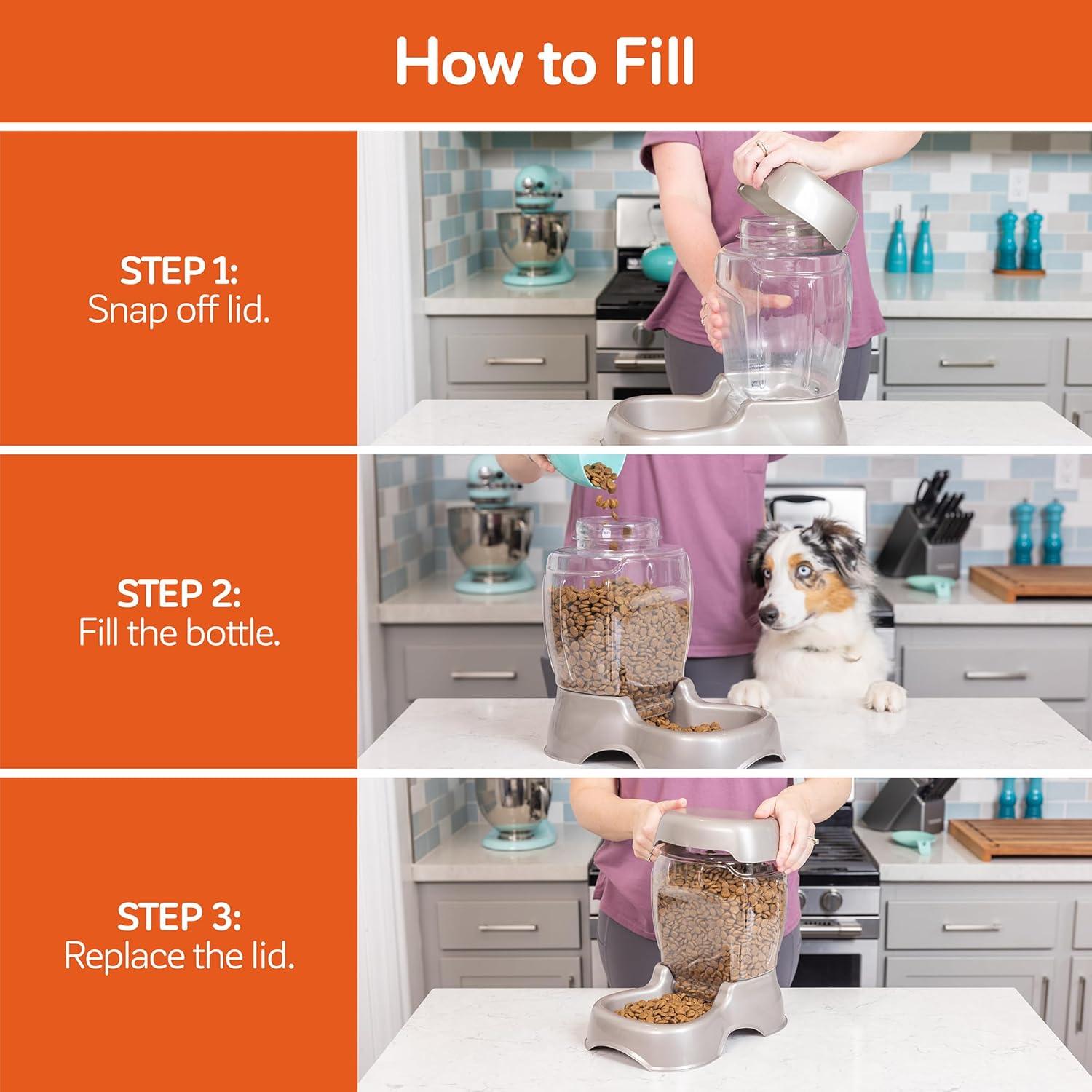 Comedero Automático Petmate Pet Cafe 2,72 kg Plata Perlescente