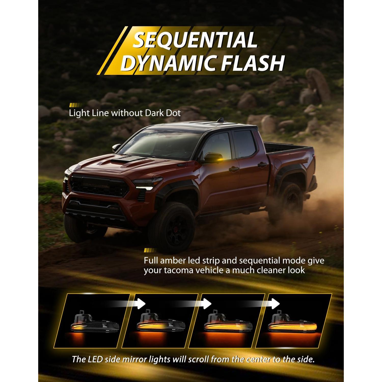 Espejos Laterales LED Secuenciales LESAUCE para Toyota Tacoma 2016-2023