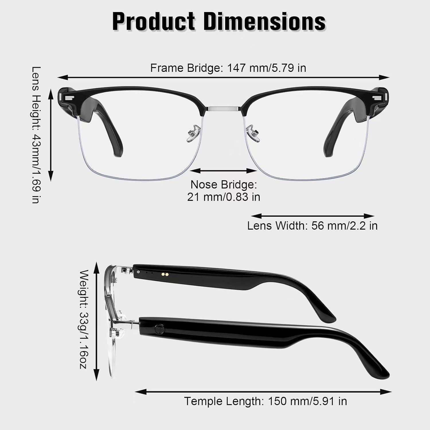 Gafas Inteligentes BUDAOLIU GS13 con Altavoz y Protección UV