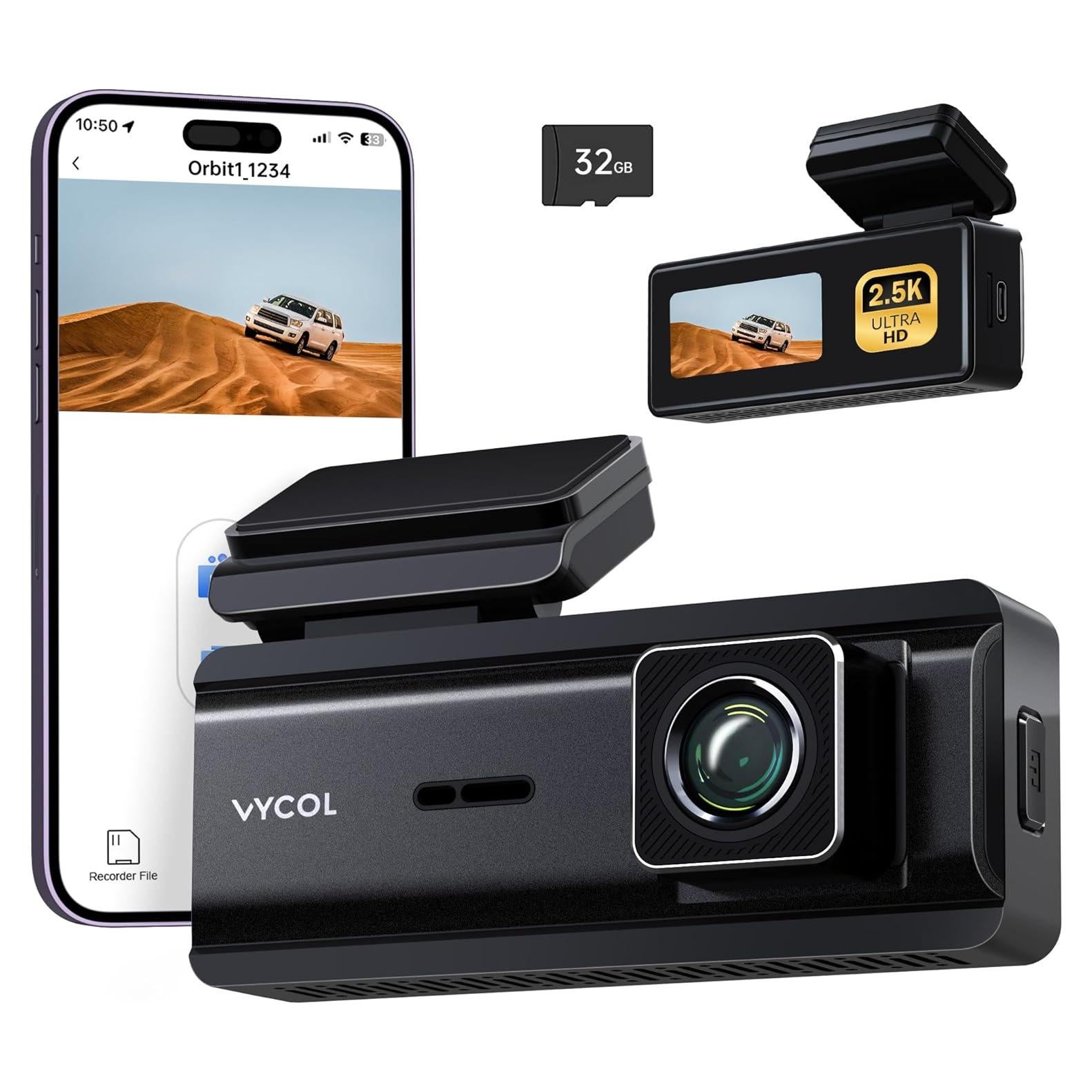 Cámara Dash 2.5K Vycol Orbit 1 con WiFi y Tarjeta 32GB