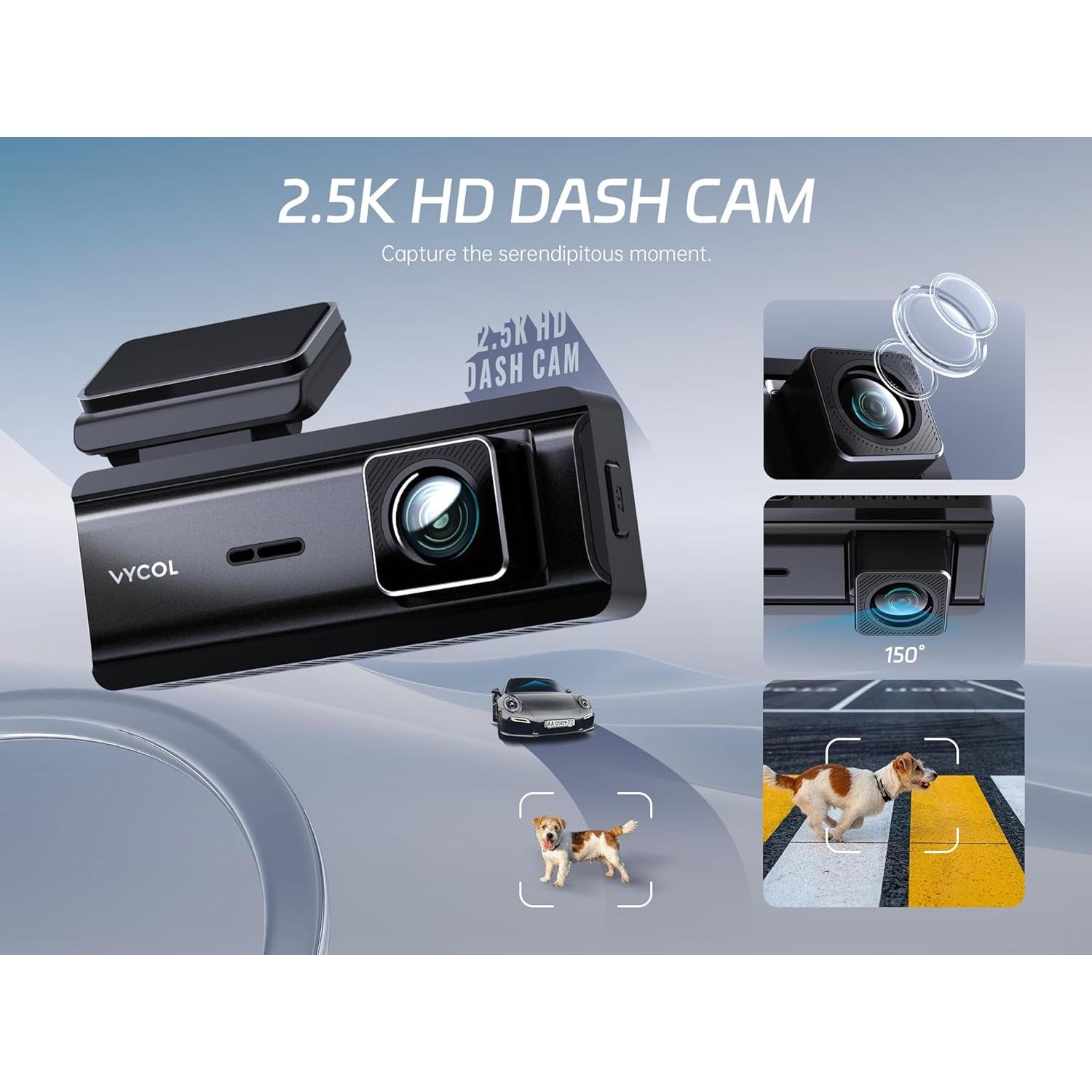 Cámara Dash 2.5K Vycol Orbit 1 con WiFi y Tarjeta 32GB