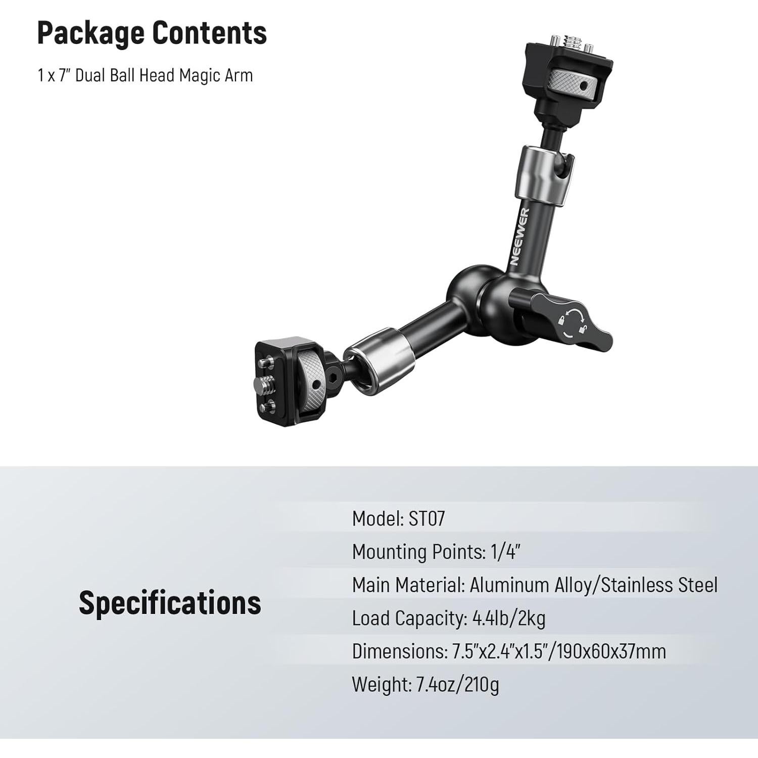 Brazo Mágico Articulado NEEWER ST07 18 cm 360° para Cámara