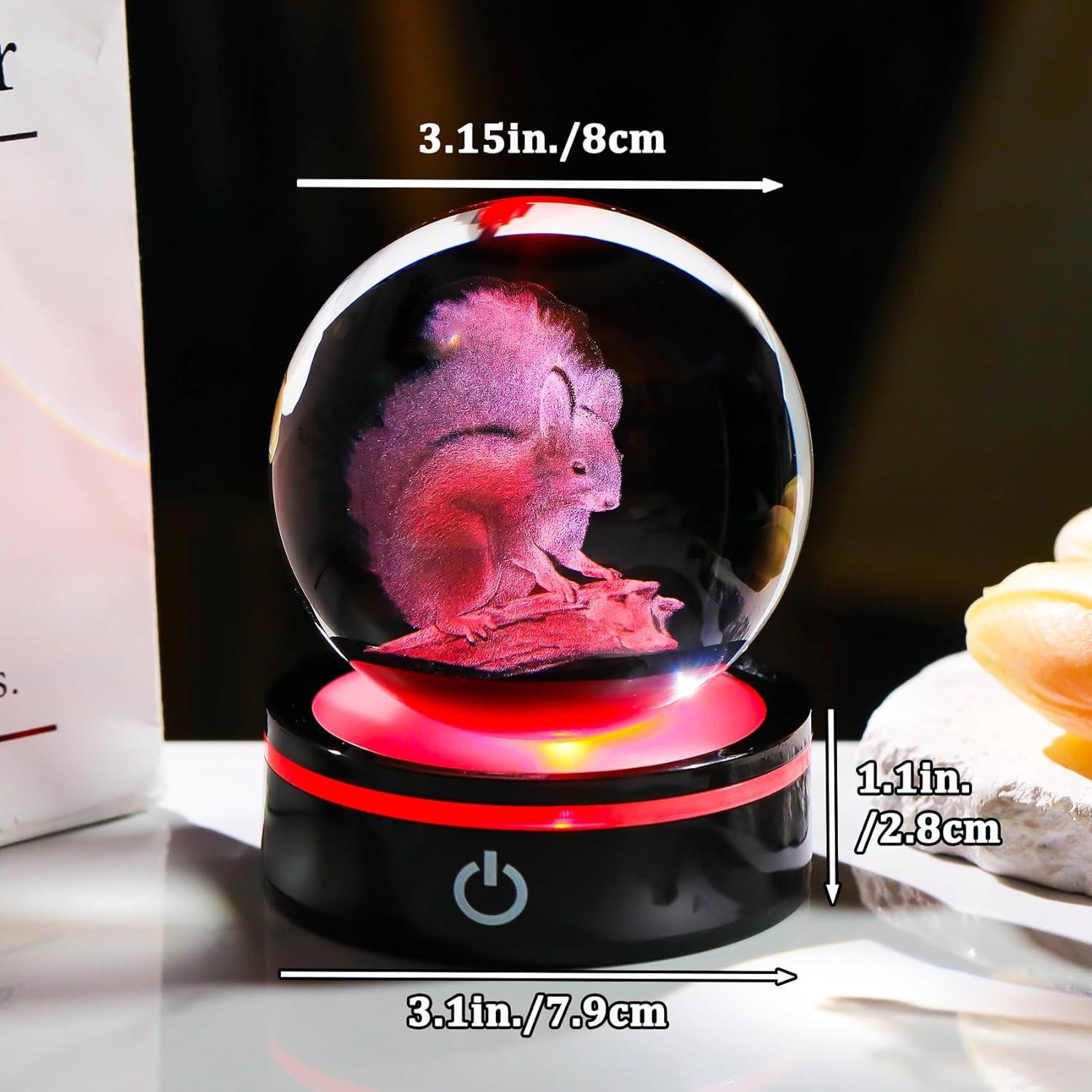 Figurita Ardilla 3D con Base LED Colorida 8cm YWHL