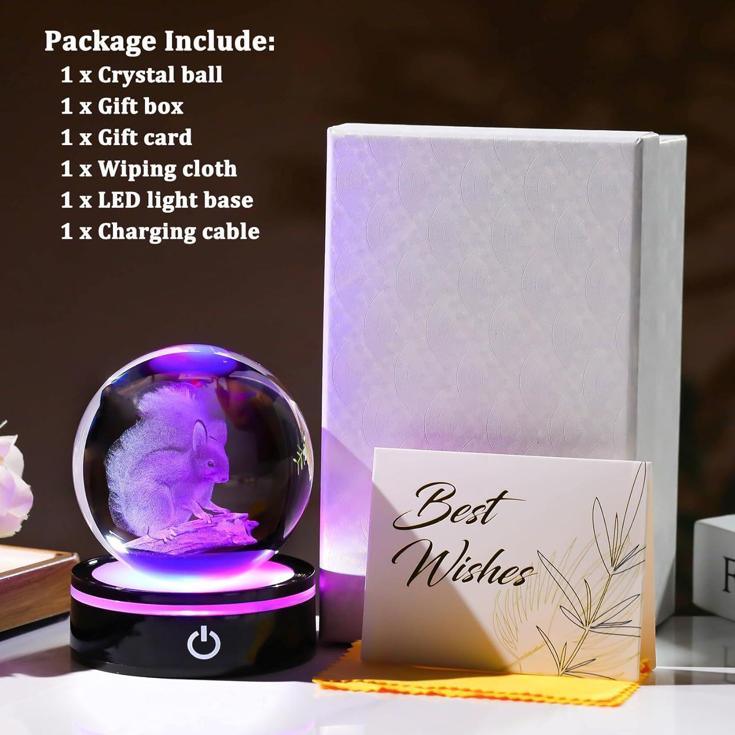 Figurita Ardilla 3D con Base LED Colorida 8cm YWHL