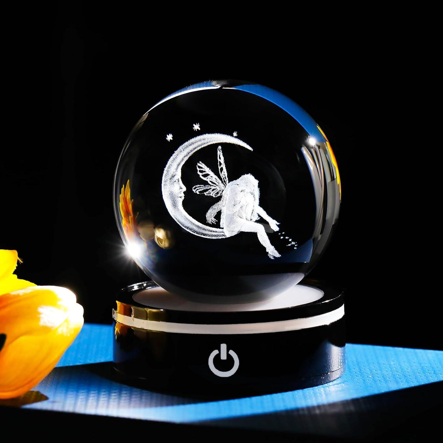 Figurita Hada Lunar 3D con Base LED Multicolor 8cm
