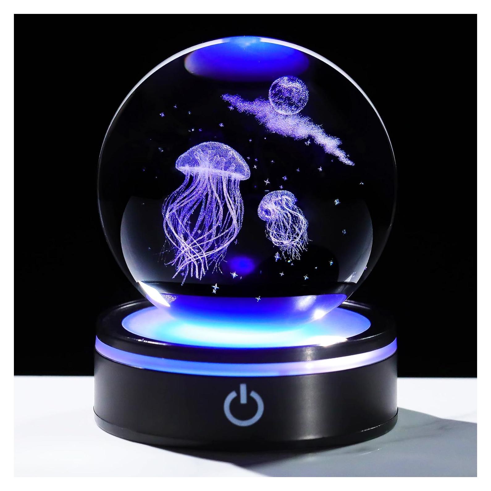 Bola de Cristal 3D YWHL Medusa Lunar con Base LED 8cm