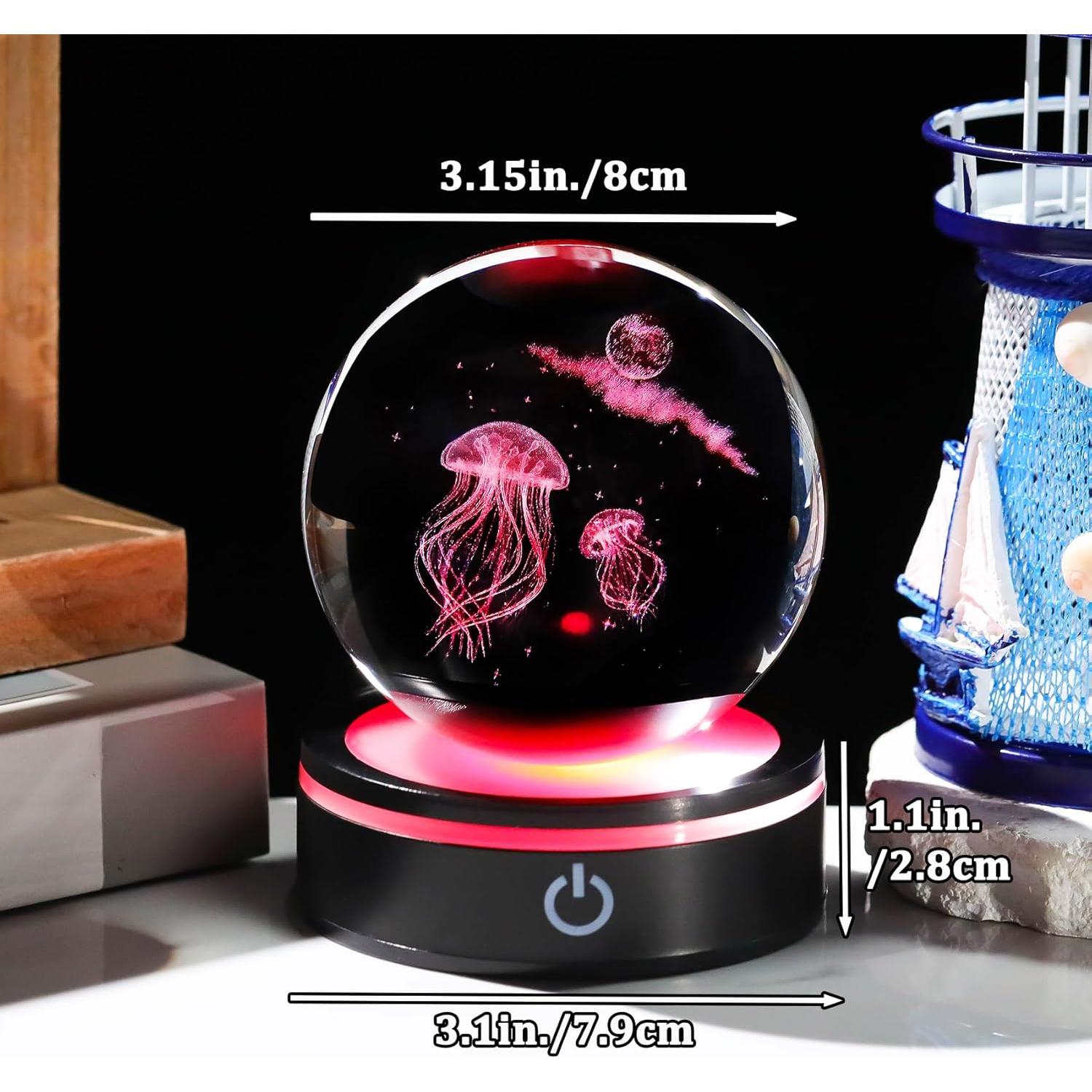 Bola de Cristal 3D YWHL Medusa Lunar con Base LED 8cm