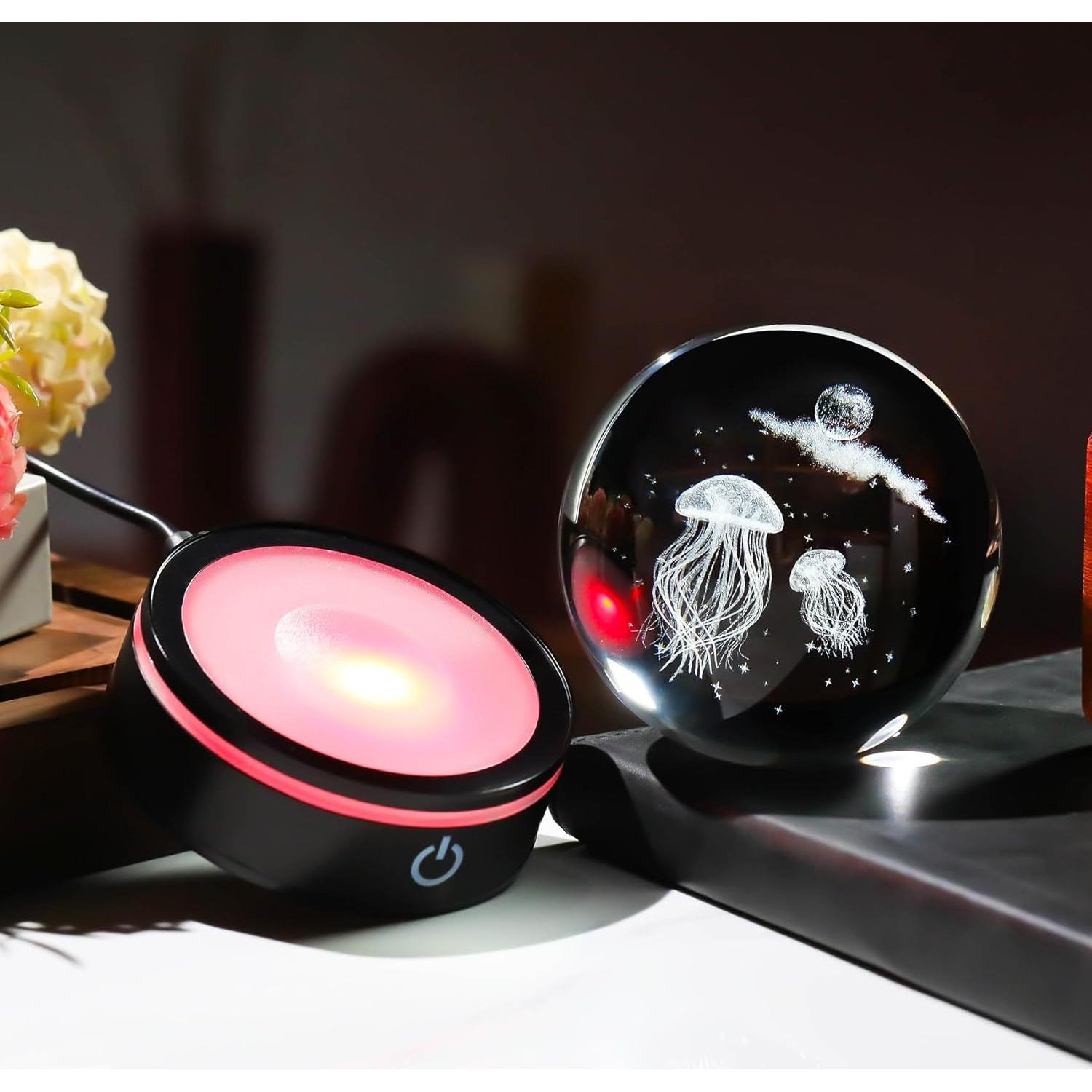 Bola de Cristal 3D YWHL Medusa Lunar con Base LED 8cm