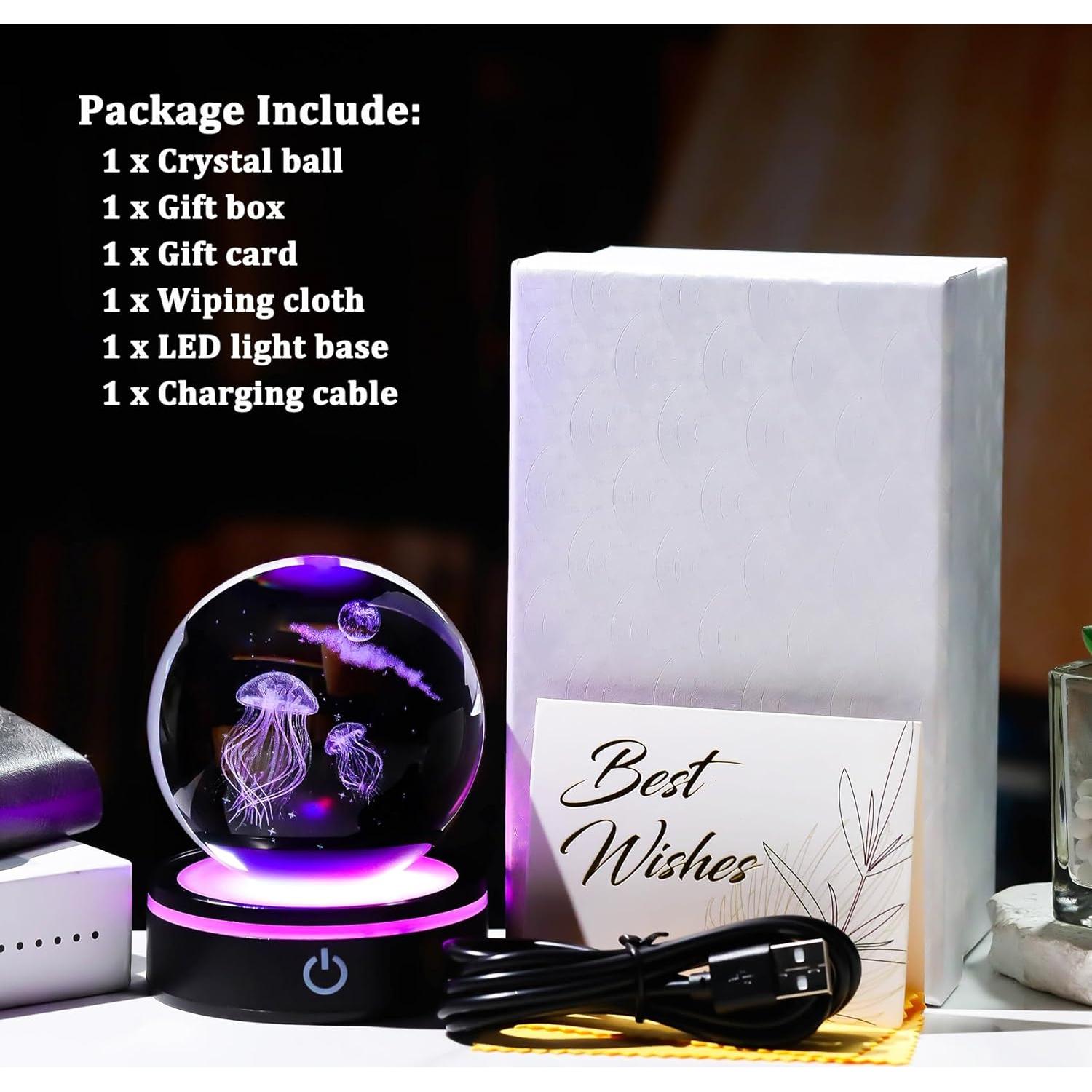 Bola de Cristal 3D YWHL Medusa Lunar con Base LED 8cm